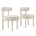 Modway EEI-6705-IVO Toulouse Boucle Fabric Dining Chair Set of 2 Ivory