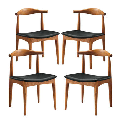 Modway EEI-1682-BLK Tracy Wood Dining Chairs Set of 4 Black