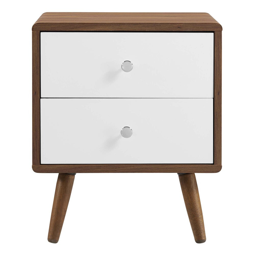 MOD-7017-WAL-WHI Transmit 2-Drawer Nightstand by Modway