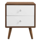 MOD-7017-WAL-WHI Transmit 2-Drawer Nightstand by Modway