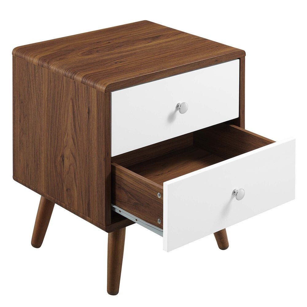 MOD-7017-WAL-WHI Transmit 2-Drawer Nightstand by Modway