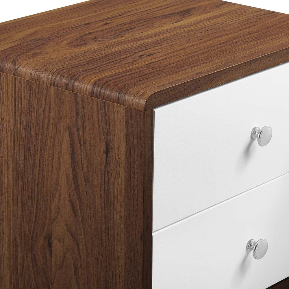 MOD-7017-WAL-WHI Transmit 2-Drawer Nightstand by Modway