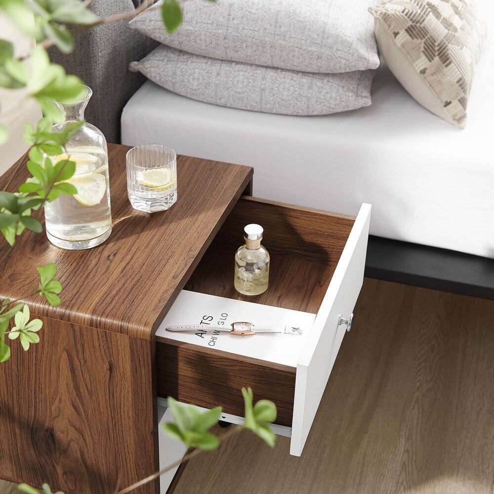 MOD-7017-WAL-WHI Transmit 2-Drawer Nightstand by Modway