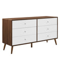 Modway MOD-7022-WAL-WHI Transmit 60" Dresser Walnut White