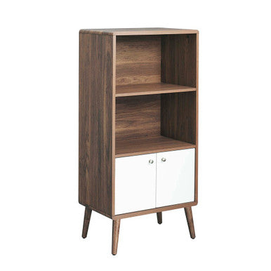 Modway EEI-6230-WAL-WHI Transmit Display Cabinet Bookshelf Walnut White