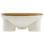 EEI-6964-NAT-IVO Tridome Round Boucle Upholstered Storage Coffee Table by Modway