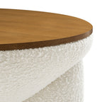 EEI-6964-NAT-IVO Tridome Round Boucle Upholstered Storage Coffee Table by Modway