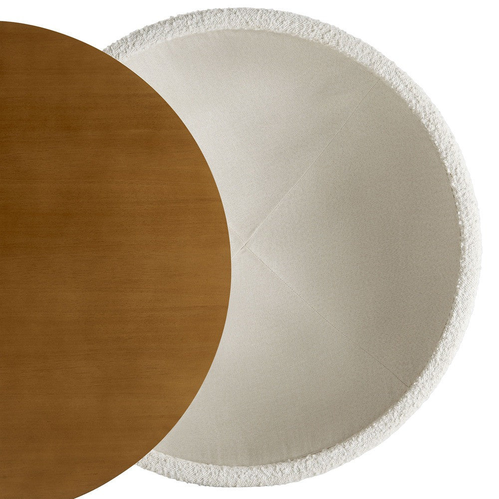 EEI-6964-NAT-IVO Tridome Round Boucle Upholstered Storage Coffee Table by Modway