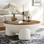 EEI-6964-NAT-IVO Tridome Round Boucle Upholstered Storage Coffee Table by Modway