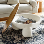EEI-6964-NAT-IVO Tridome Round Boucle Upholstered Storage Coffee Table by Modway