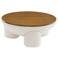 Modway EEI-6964-NAT-IVO Tridome Round Boucle Upholstered Storage Coffee Table Natural Ivory