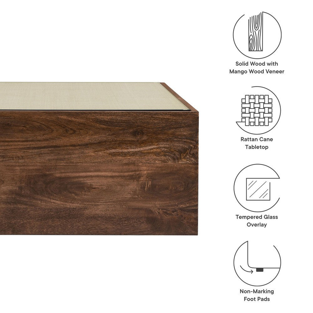 EEI-7086-WAL Truett Square Wood Rattan Coffee Table by Modway