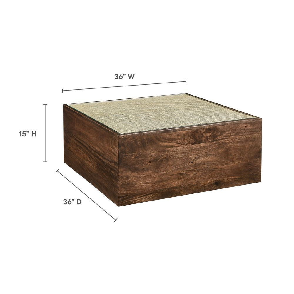 EEI-7086-WAL Truett Square Wood Rattan Coffee Table by Modway