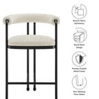 Modway Turin Curved Back Boucle and Metal Counter Stool by Modway-EEI-7226-BLK-PRL