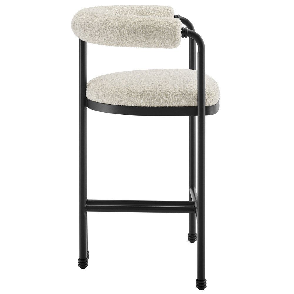 Modway Turin Curved Back Boucle and Metal Counter Stool by Modway-EEI-7226-BLK-PRL