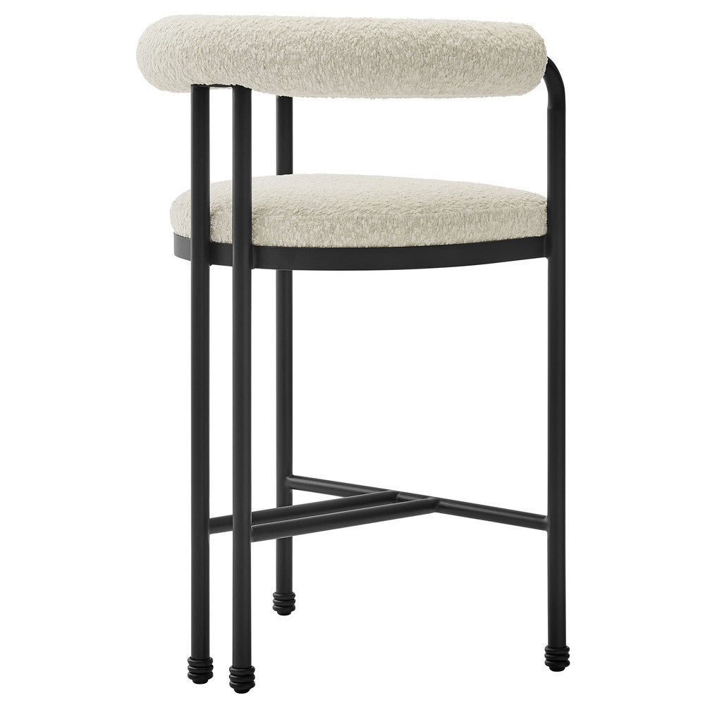 Modway Turin Curved Back Boucle and Metal Counter Stool by Modway-EEI-7226-BLK-PRL
