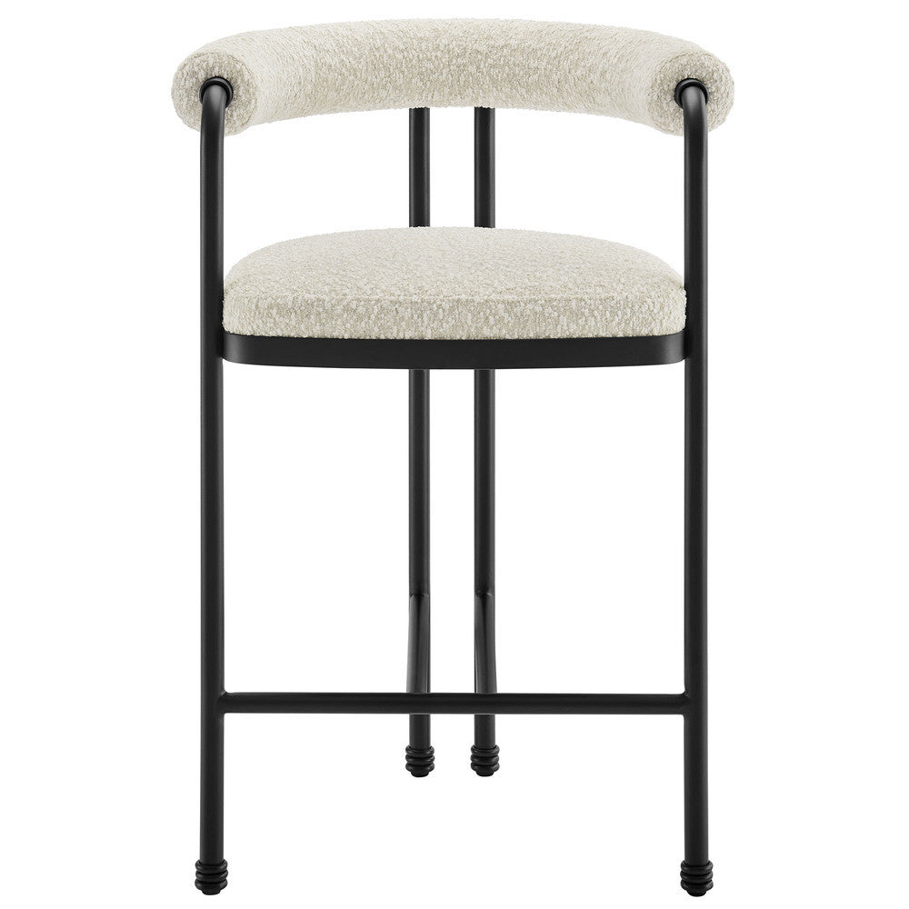 Modway Turin Curved Back Boucle and Metal Counter Stool by Modway-EEI-7226-BLK-PRL