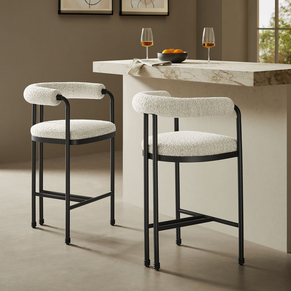 Modway Turin Curved Back Boucle and Metal Counter Stool by Modway-EEI-7226-BLK-PRL