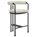 Modway EEI-7226-BLK-PRL Turin Curved Back Boucle and Metal Counter Stool Black Pearl