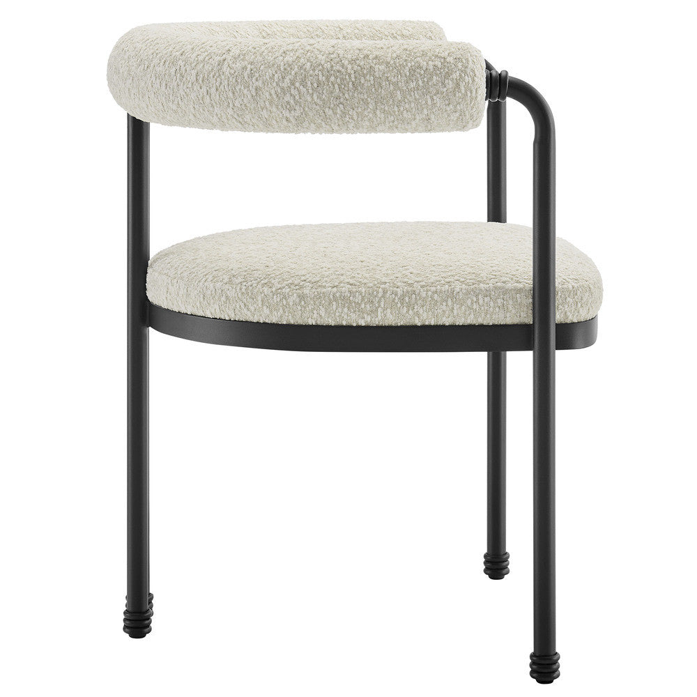 Modway Turin Curved Back Boucle and Metal Dining Accent Chair by Modway-EEI-7225-BLK-PRL