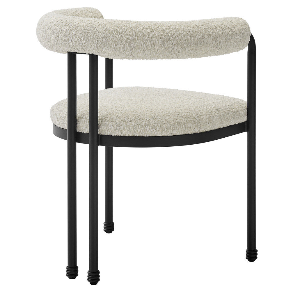Modway Turin Curved Back Boucle and Metal Dining Accent Chair by Modway-EEI-7225-BLK-PRL
