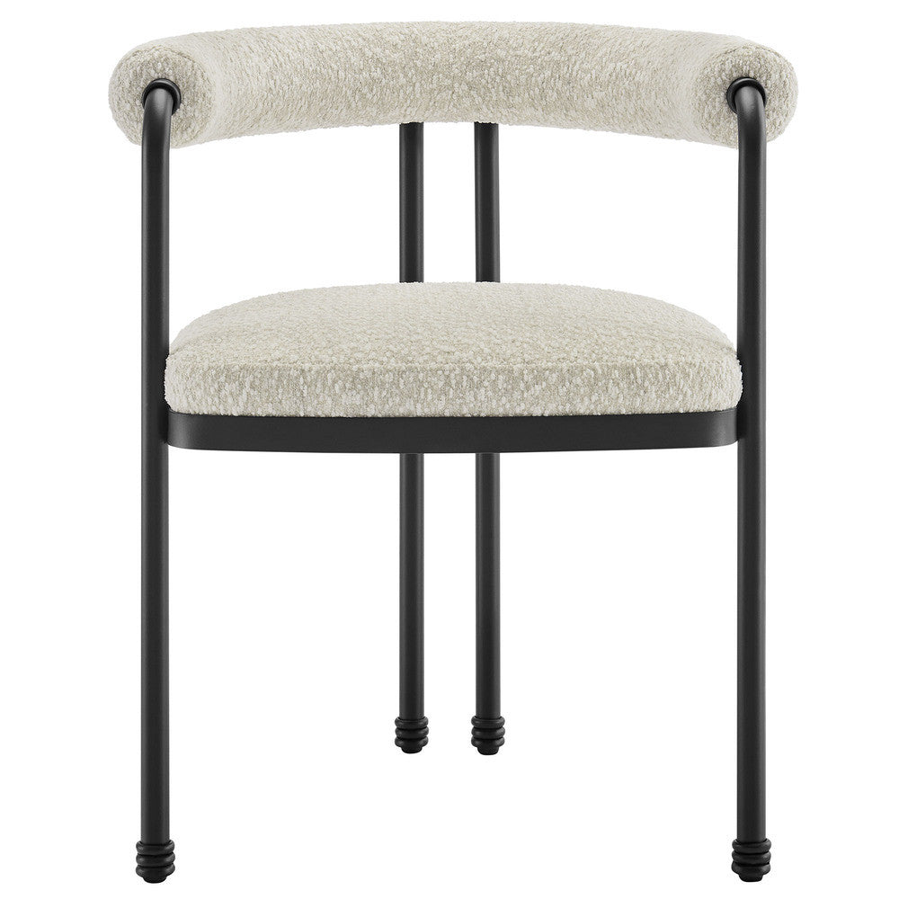 Modway Turin Curved Back Boucle and Metal Dining Accent Chair by Modway-EEI-7225-BLK-PRL