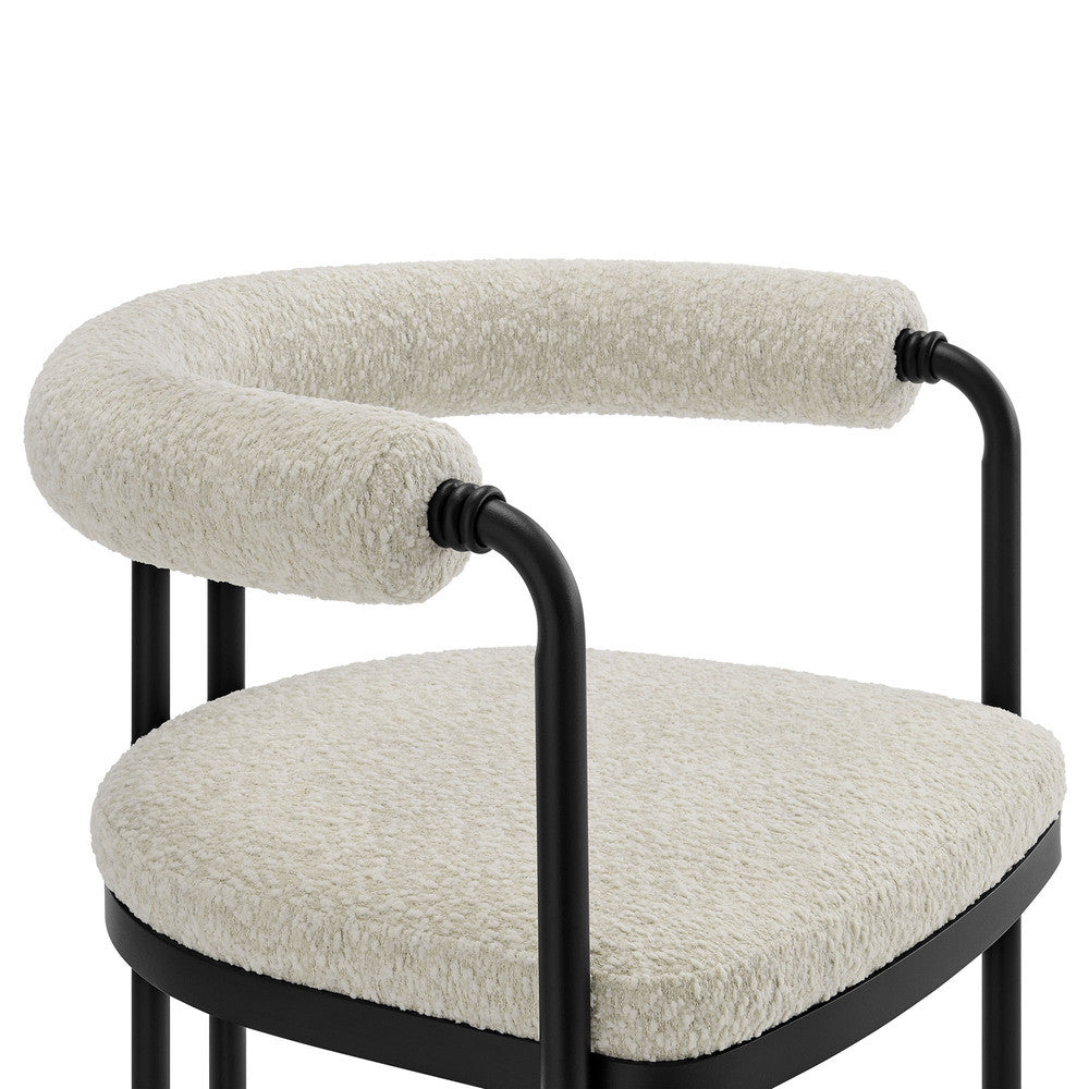 Modway Turin Curved Back Boucle and Metal Dining Accent Chair by Modway-EEI-7225-BLK-PRL