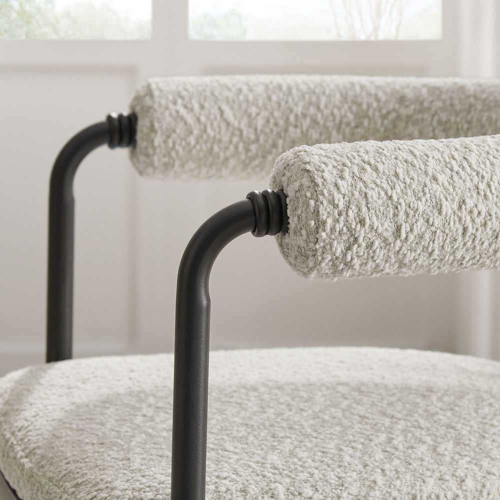 Modway Turin Curved Back Boucle and Metal Dining Accent Chair by Modway-EEI-7225-BLK-PRL