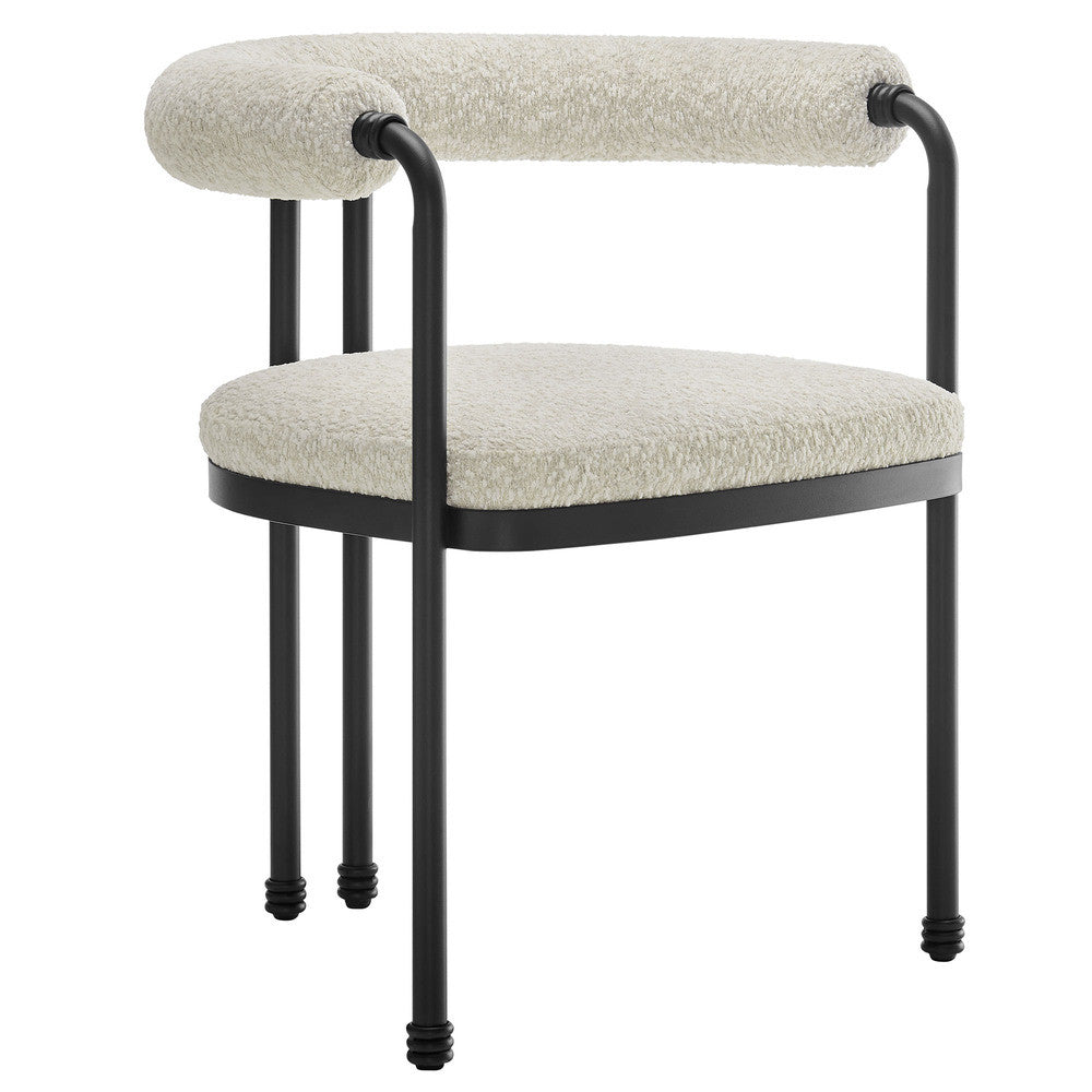 Modway Turin Curved Back Boucle and Metal Dining Accent Chair by Modway-EEI-7225-BLK-PRL