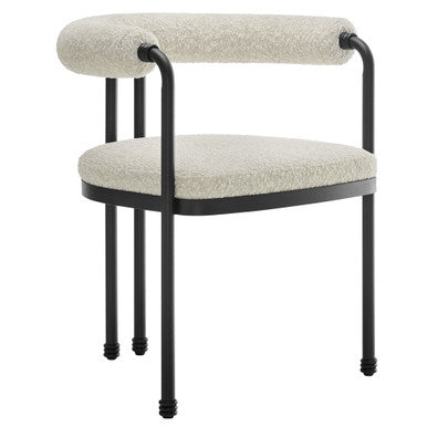 Modway EEI-7225-BLK-PRL Turin Curved Back Boucle and Metal Dining Accent Chair Black Pearl