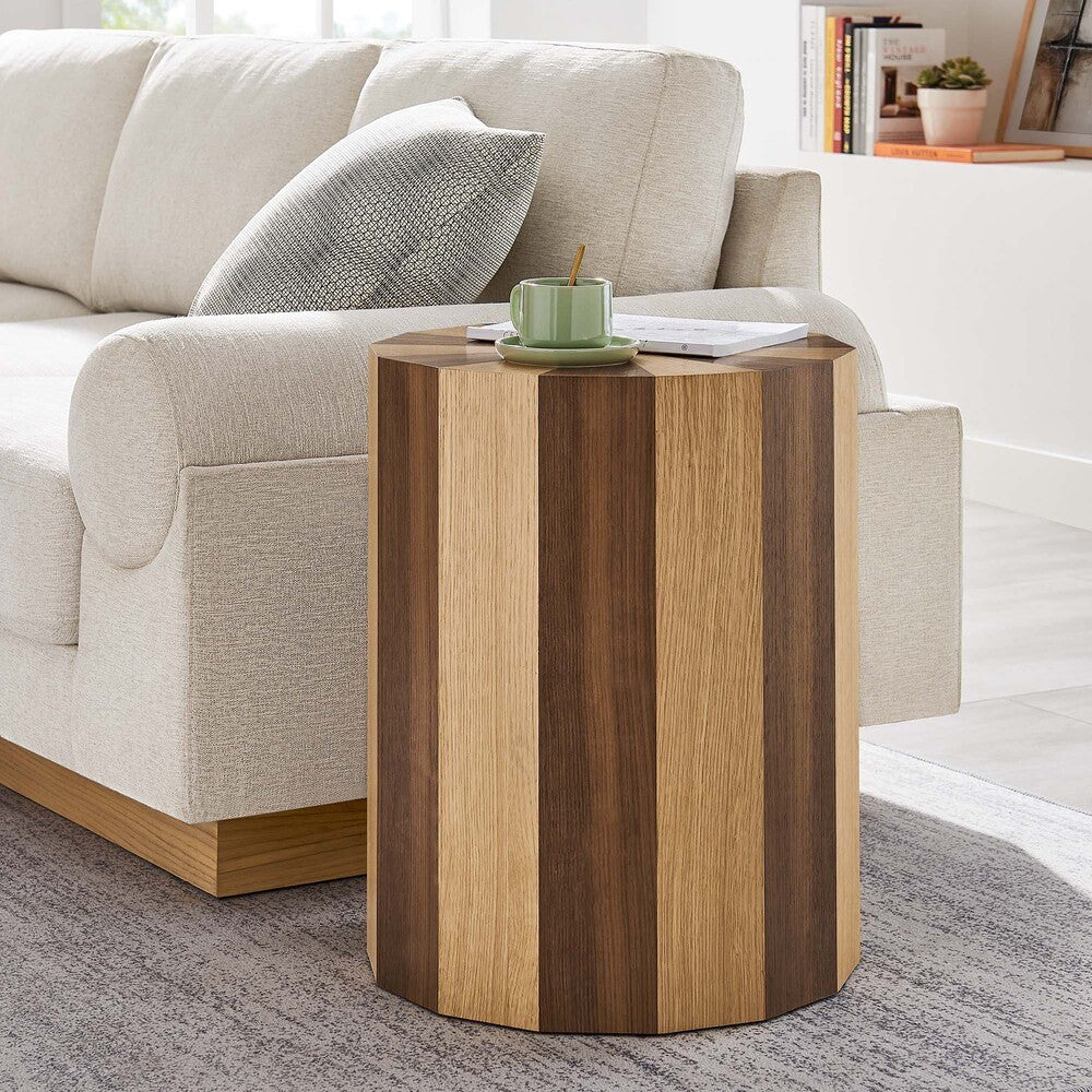 EEI-6952-OAK-WAL Twirl Two-Toned Wood Veneer Side Table by Modway