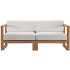 EEI-4256-NAT-WHI-SET Upland 2-Piece Outdoor Patio Teak Wood Sectional Sofa Loveseat by Modway