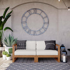 EEI-4256-NAT-WHI-SET Upland 2-Piece Outdoor Patio Teak Wood Sectional Sofa Loveseat by Modway
