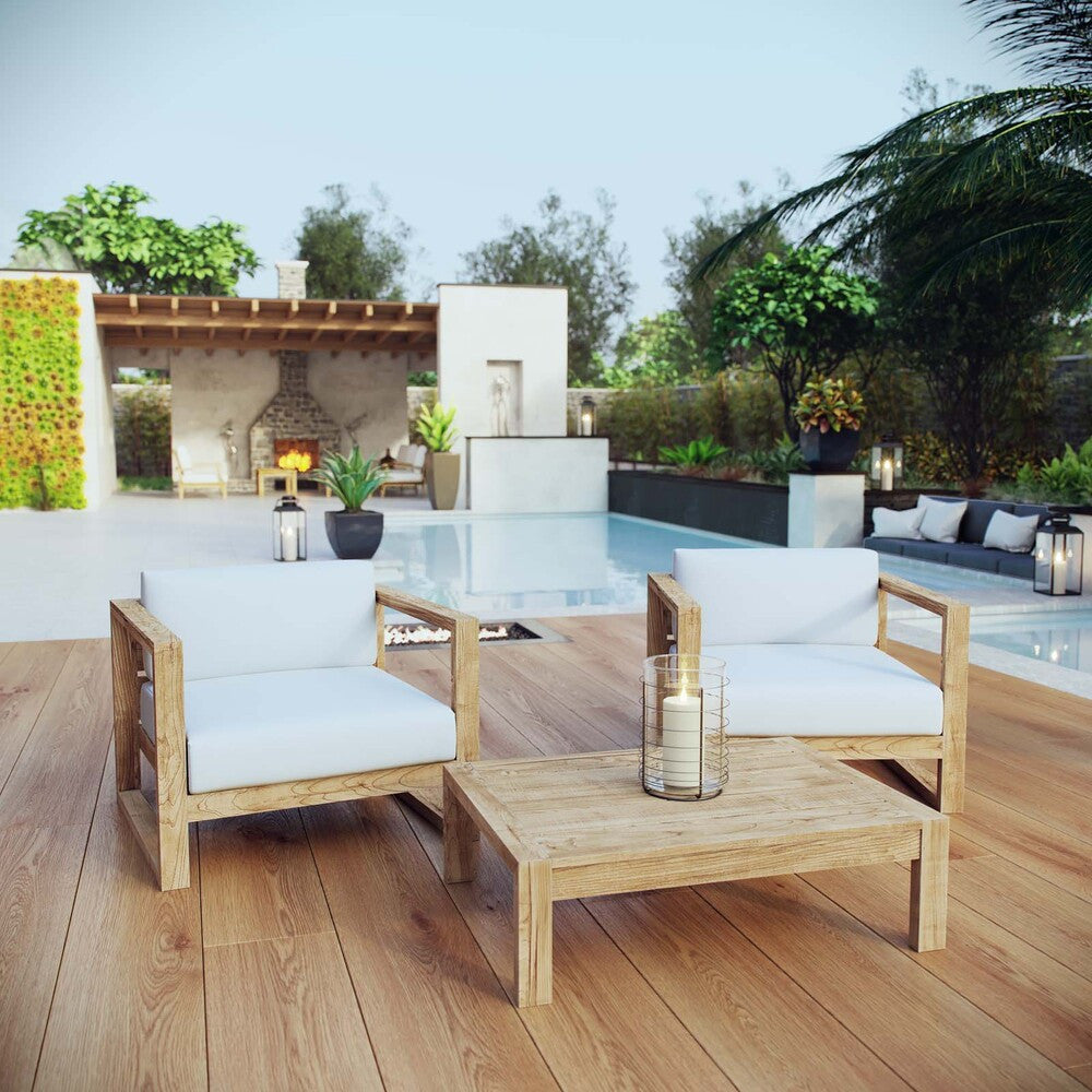 EEI-3114-NAT-WHI-SET Upland 3 Piece Outdoor Patio Teak Set by Modway