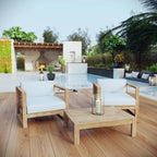 EEI-3114-NAT-WHI-SET Upland 3 Piece Outdoor Patio Teak Set by Modway