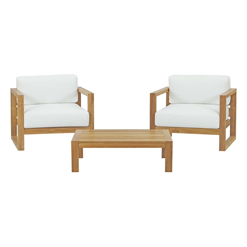 EEI-3114-NAT-WHI-SET Upland 3 Piece Outdoor Patio Teak Set by Modway
