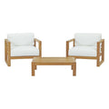 Modway EEI-3114-NAT-WHI-SET Upland 3 Piece Outdoor Patio Teak Set Natural White