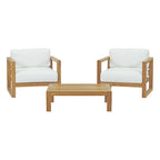 Modway EEI-3114-NAT-WHI-SET Upland 3 Piece Outdoor Patio Teak Set Natural White