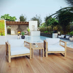 EEI-3119-NAT-WHI-SET Upland 3 Piece Outdoor Patio Teak Set by Modway