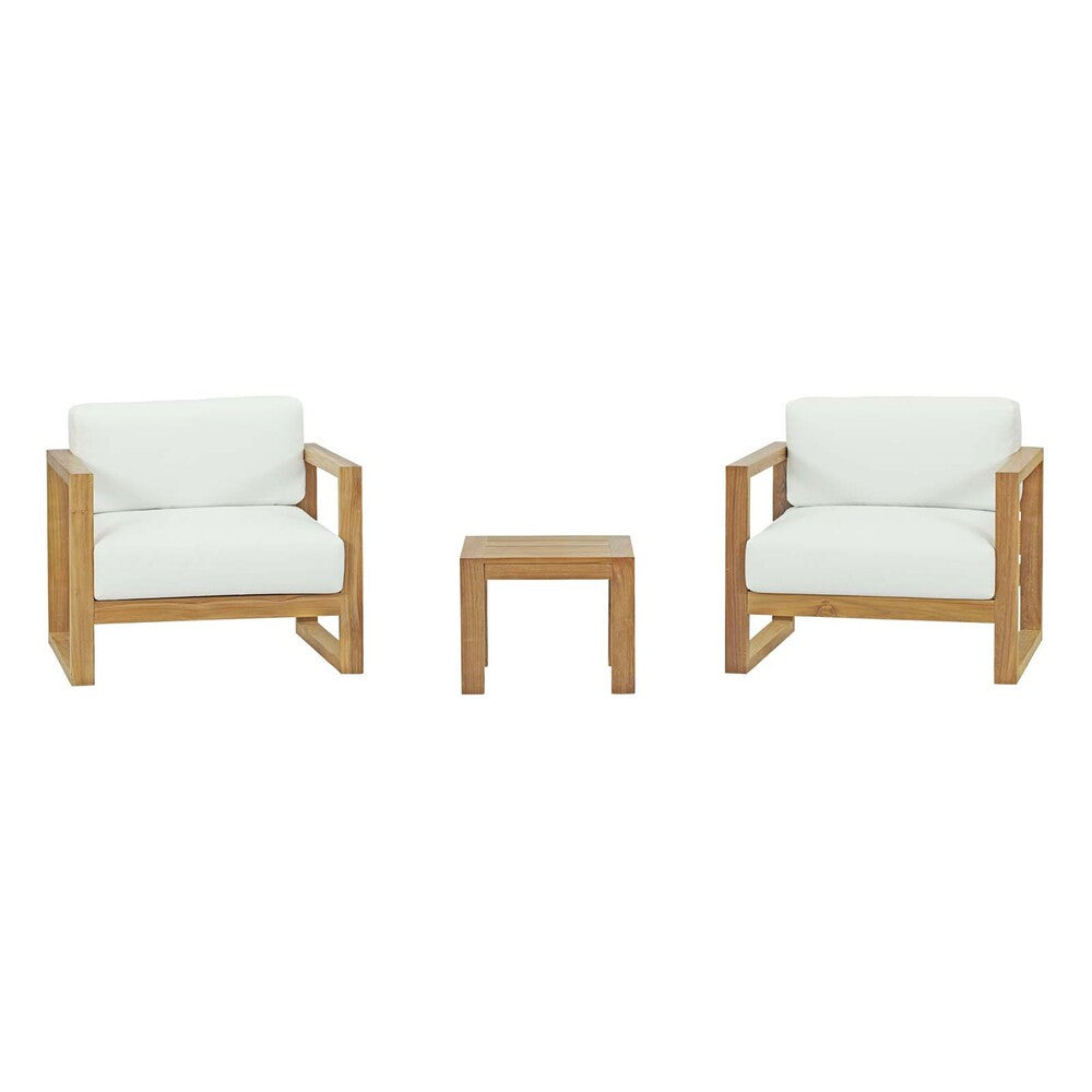 EEI-3119-NAT-WHI-SET Upland 3 Piece Outdoor Patio Teak Set by Modway