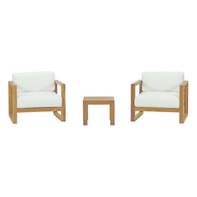 Modway EEI-3119-NAT-WHI-SET Upland 3 Piece Outdoor Patio Teak Set Natural White