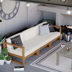 EEI-4254-NAT-WHI-SET Upland 3-Piece Outdoor Patio Teak Wood Sectional Sofa Set by Modway