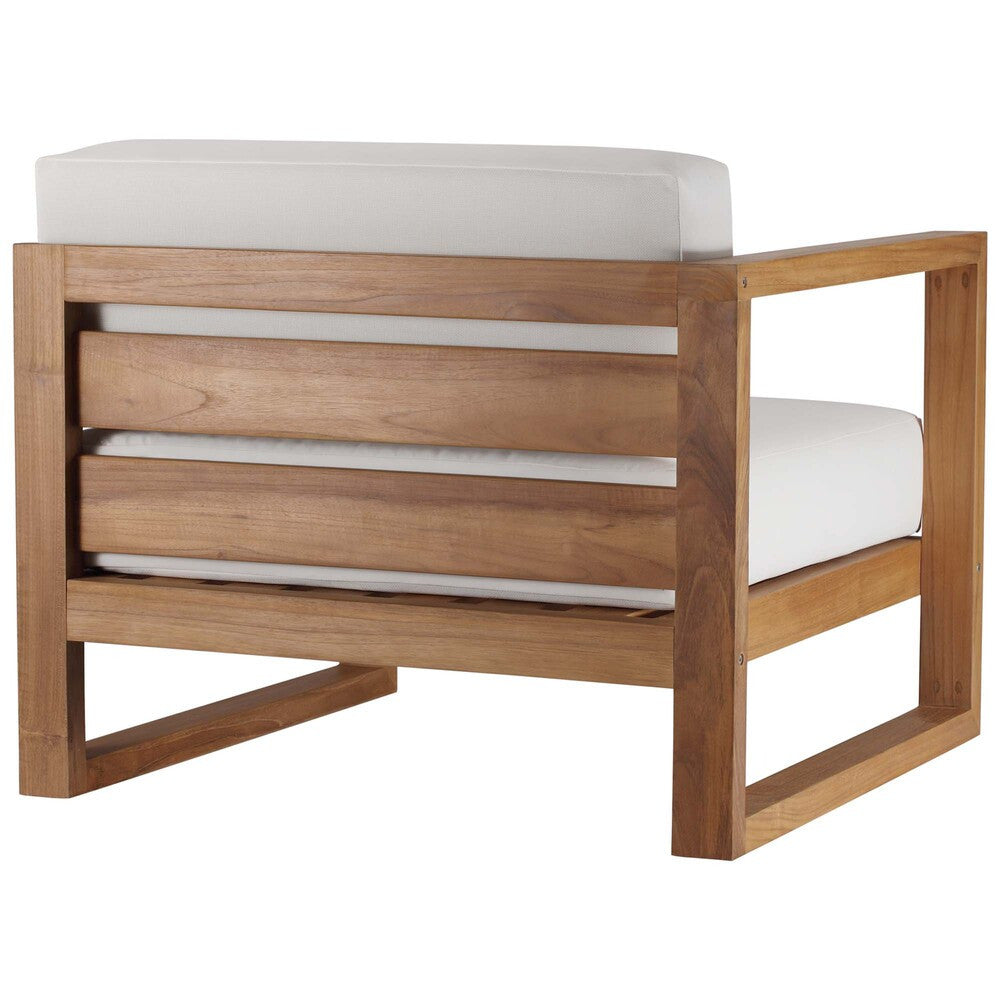 EEI-4254-NAT-WHI-SET Upland 3-Piece Outdoor Patio Teak Wood Sectional Sofa Set by Modway