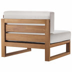 EEI-4254-NAT-WHI-SET Upland 3-Piece Outdoor Patio Teak Wood Sectional Sofa Set by Modway