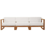 EEI-4254-NAT-WHI-SET Upland 3-Piece Outdoor Patio Teak Wood Sectional Sofa Set by Modway