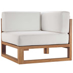 EEI-4255-NAT-WHI-SET Upland 3-Piece Outdoor Patio Teak Wood Sectional Sofa Set by Modway
