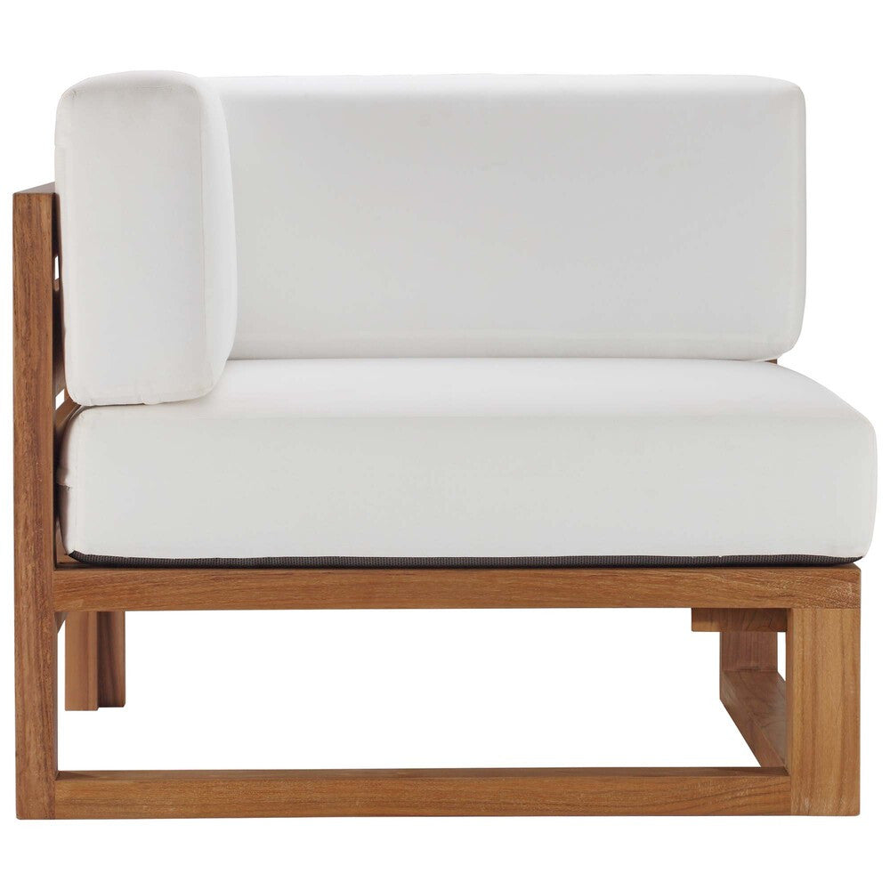 EEI-4255-NAT-WHI-SET Upland 3-Piece Outdoor Patio Teak Wood Sectional Sofa Set by Modway