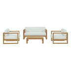 EEI-3116-NAT-WHI-SET Upland 4 Piece Outdoor Patio Teak Set by Modway