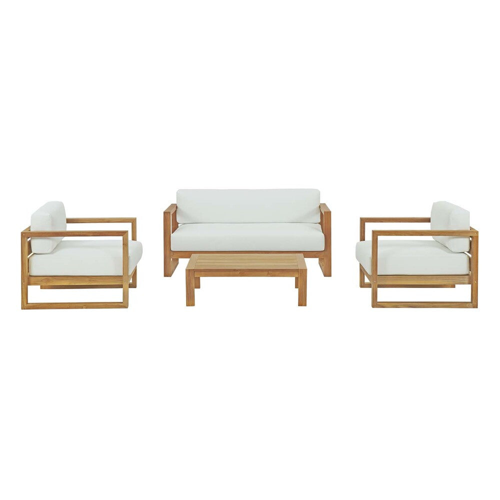 EEI-3116-NAT-WHI-SET Upland 4 Piece Outdoor Patio Teak Set by Modway