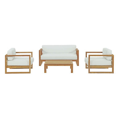 Modway EEI-3116-NAT-WHI-SET Upland 4 Piece Outdoor Patio Teak Set Natural White